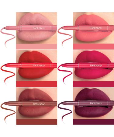 Shop 6 Colors Matte Lipstick & Lip Liner Pencil Set - Waterproof Long Lasting Professional Lip Makeup Kit - Buy Online on GoSupps.com