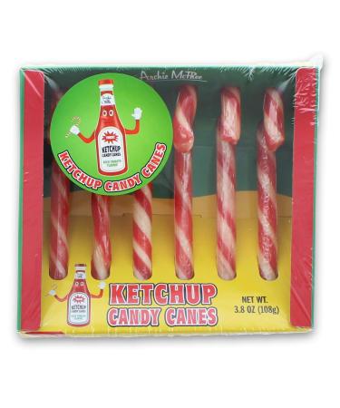 Archie McPhee Ketchup Flavored Candy Canes | 6 Piece Gift Set