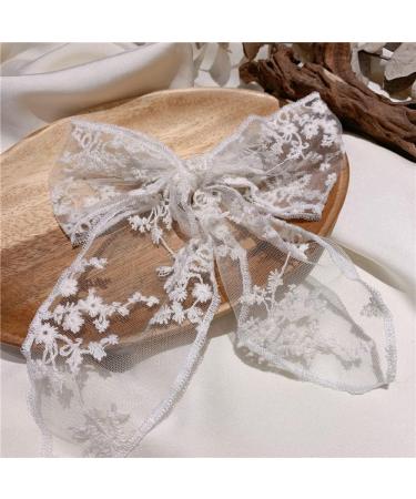 Asphire Vintage Lace Large Bow-Knot Hair Clip - Handmade Embroidery Bridal Butterfly Barrette Clip for Women - White - Buy Online on GoSupps.com