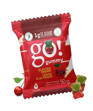 GoGummy Low Sugar (1g) Gummy Bears by Jimmy Sevigny | Cherry Sour Fruity Gummies | High Fiber No Sugar Alcohols Gluten Free | Pack of 12 x 50g Bags