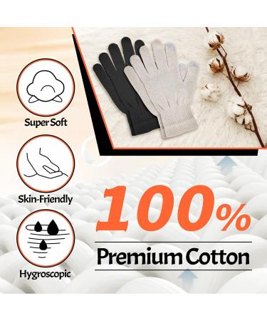 Migliore Wear Eczema Gloves for Adults - Moisturizing Cotton Gloves for Dry Hands - Touchscreen Black Gloves 2 Pairs - Men Women - Black-S/M - Buy Online on GoSupps.com