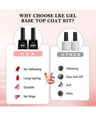 Buy LKE No Wipe Gel Top & Base Coat Set - Long Lasting Glossy Finish for DIY & Salon Nail Art - International Shipping Available - Buy Online on GoSupps.com