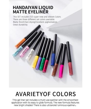 INDEBETY 12 Colors UV Glow Neon Liquid Eyeliner Set - Waterproof Smudgeproof Long Lasting Gel Eye Liner - Matte Colored Eyeliners Pen - Gift Kit (Glow Under UV) Set 3 - Buy Online on GoSupps.com