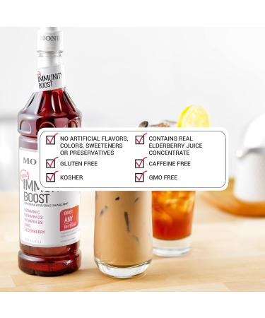 Monin - Total Immunity Boost, Immune Support Supplement, Liquid Blend of Vitamins, Minerals, & Antioxidants, Immune Boosting Vitamin C & D + Elderberry, For All Beverages, Low Calorie (1 Liter + Pump) Immunity Boost + Pump  - Buy Online on GoSupps.com
