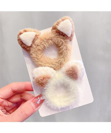 Cute Elastic Hair Bands with Cat Deer & Bear Ears - Furry Hair Ties for Girls & Women | International Shipping Available - Buy Online on GoSupps.com