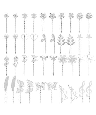40 Pack Silver Vintage Butterfly Flower Metal Hair Pins - Cute Hair Clips for Bangs, Fine Hair - Decorative Bobby Pins for Women/Girls - Hair Accessories - Buy Online on GoSupps.com
