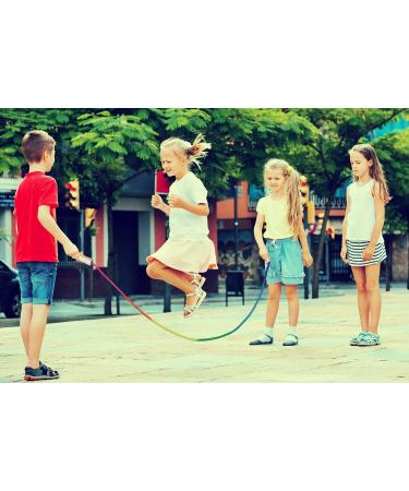 16ft Kids Jump Rope 2 Pack - Adjustable Double Dutch Skipping Rope with Wooden Handle - Rainbow Jumping Rope for Outdoor Fun and School Sports - Buy Online on GoSupps.com