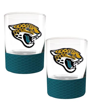 Great American Products Jacksonville Jaguars 2-Pack 14oz. Rocks Glass Set with Silcone Grip Jacksonville Jaguars Teal No Size
