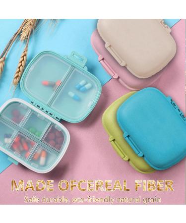 5 Pack Travel Pill Organizer - 8 Compartments Easy Open Lid Portable & Moisture Proof Small Pill Box | Ideal Daily Pill Case (Blue Light Blue Pink Khaki Green - Buy Online on GoSupps.com