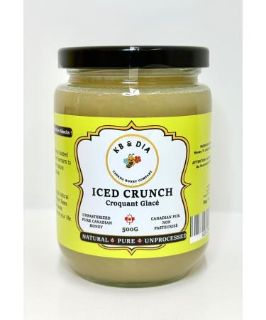 KB & DIA Raw Honey Unpasteurized Iced Crunch | Unprocessed | Natural | Pure | Canada No. 1 Prairies RAW Honey | Creamed Honey 100% Farmed & Packed in Canada | Single Source Pure Honey Unpasteurized | Raw Unfiltered Honey (500g)