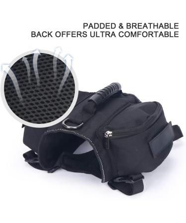 Adjustable Dog Saddle Bag Harness for Medium to Large Dogs | Durable Travel Backpack for Hiking and Camping - Black - Buy Online on GoSupps.com