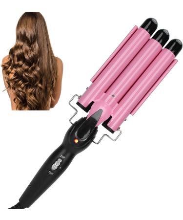 3 Barrel Hair Waver Adjustable Temperature Hair Crimper Heats up Quickly Crimping Iron for Hair Compatiable for All Hairstyles (Pink 28mm) - Buy Online on GoSupps.com