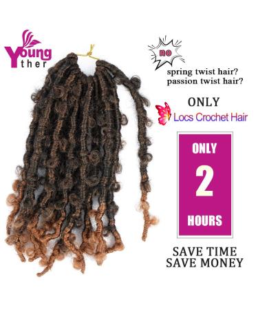 6 Packs 12 Inch Pre Looped Butterfly Locs Crochet Hair - Distressed Fluffy Faux Locs in T30 (Pack of 6) - Buy Online on GoSupps.com