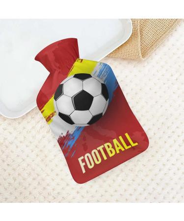 Football Hot Water Bottle with Plush Cover - Hand Warmer for Adults & Children | 26.5x15.3cm - International Shipping Available - Buy Online on GoSupps.com