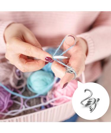 Adjustable Knitting Loop Ring Set - 6 Pieces | Braided Yarn Guide Finger Holder | Open Finger Ring for Knitting | 3 Styles (Silver) - Buy Online on GoSupps.com