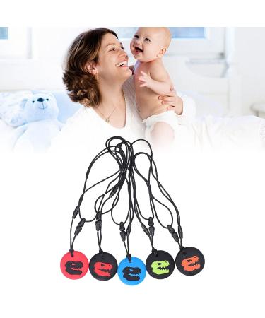 Kid Silicone Dinosaur Pattern Chewing Necklace - 5 Colors | Portable Teething Toy for Home & Travel - 5 Pcs/Set - Buy Online on GoSupps.com