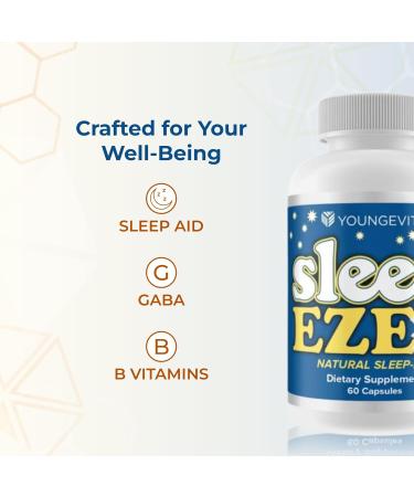 Youngevity Sleep Eze - Natural Sleep Support - Valerian Root Passion Flower 5-HTP Melatonin - Non-Habit Forming - Sleeping Support Supplement - (60 Capsules) - Buy Online on GoSupps.com