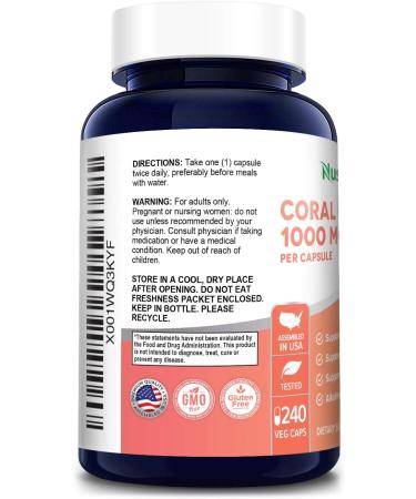 Coral Calcium 1000mg - 240 Capsules | Non-GMO & Gluten-Free - Buy Online on GoSupps.com