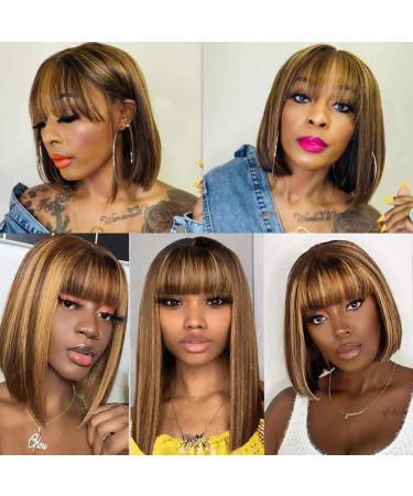 EROYUSA Short Brown Bob Wig - Synthetic Heat Resistant Full Head Hair for Black Women - 12inches - Buy Online on GoSupps.com