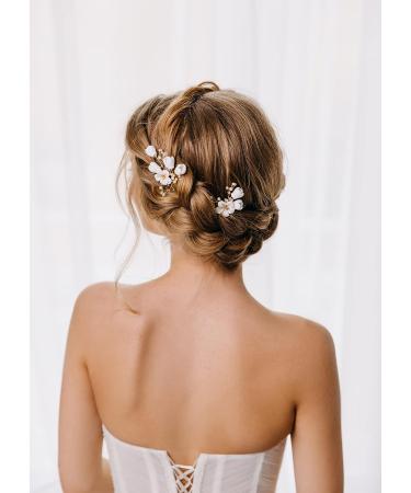 AW BRIDAL Gold Wedding Hair Pins - Floral Bridal Hair Pieces & Comb Clip Set for Brides & Bridesmaids - 2Pcs | Wedding Hair Accessories - Buy Online on GoSupps.com