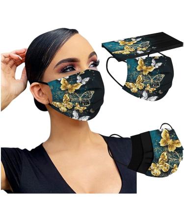 Jingyua 50-Piece Butterfly Print Adult Face Masks - Christmas Motif 3-Layer Mouth & Nose Protection Scarf Neckerchief - Anti-Fitting & Multifunctional - Buy Online on GoSupps.com
