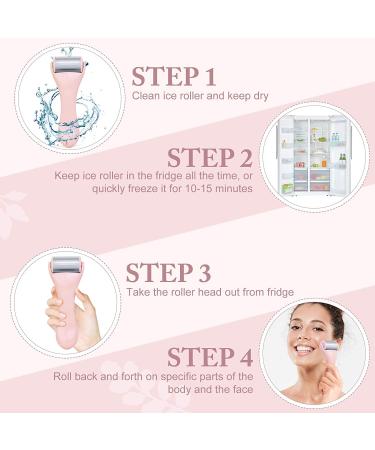 Stainless Steel Ice Roller for Face and Eye - Facial Massager for Puffiness, Migraine, Pain Relief and Minor Injuries - Pink - Buy Online on GoSupps.com