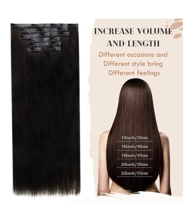 Vivien 16 inch Real Hair Clip-In Extensions - Natural Black PU 7PCs 120g #1B - Premium Quality Hair Extensions - Buy Online on GoSupps.com