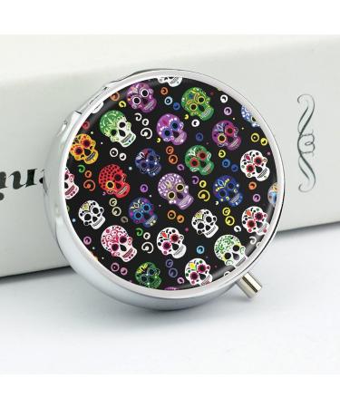 Travel Pill Box Organizer - 3 Compartment Round Case with Swirls & Dots - Portable Medicine Holder for Purse & Pocket - Buy Online on GoSupps.com