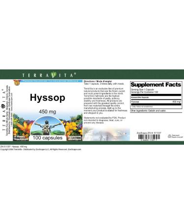 Hyssop - 450 mg (100 Capsules ZIN: 511337) - 3 Pack - Buy Online on GoSupps.com