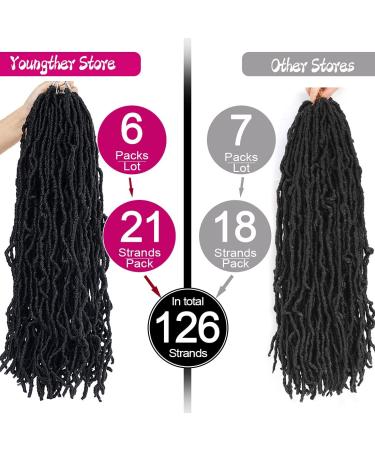 Youngther 24 Inch Faux Locs Crochet Hair 6-Pack - Pre-looped Synthetic Braiding Hair for Black Women (1B) - Buy Online on GoSupps.com