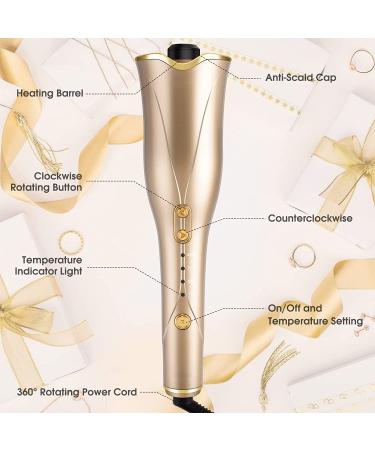 Nityrliv Automatic Hair Curler - Fast Heating Wand for Wavy and Curly Hair - 4 Temps & 3 Timer Settings - Auto Shut-Off - Gold - Buy Online on GoSupps.com