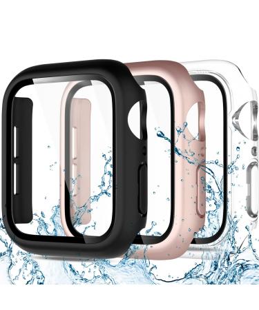 Charlam Compatible with Apple Watch Case 40mm iWatch SE Series 6 5 4 with Screen Protector Full Protective Waterproof Bumper Cases Touch Sensitive Clear Film Screen Cover Black/Clear/Rose Gold 40mm Black/Clear/Rose Gold 40mm