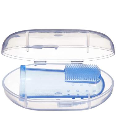 Baby Finger Toothbrush with Case | Silicone Gum Massager Teether for Babies 3 Months+ | Blue - Buy Online on GoSupps.com