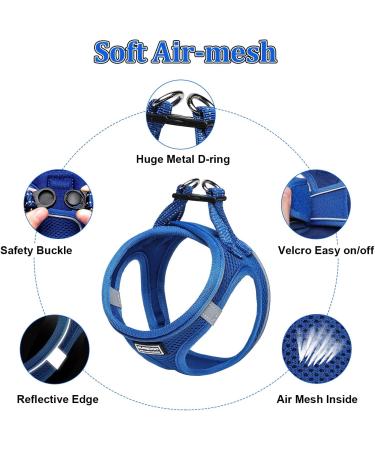 Suredoo Dog Harness with Leash - Anti-Train Reflective Chest Harness for Small Dogs Puppies & Cats - Lapis Blue XXS - Buy Online on GoSupps.com