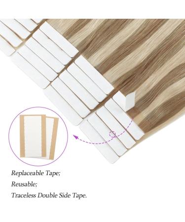 Beauty Hair Tape In Extensions - Real Hair 45 cm Ash Brown with Platinum Blonde Highlights 50g 20 Pieces - Skin Weft Invisible #p8-60 - Buy Online on GoSupps.com