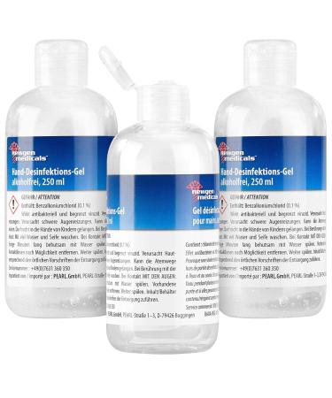 Newgen Medical Disinfection Hands: 3 Set Hand Disinfection Gel Spender bottle non-alcoholic 250ml each (quick disinfections disinfection gel hands)
