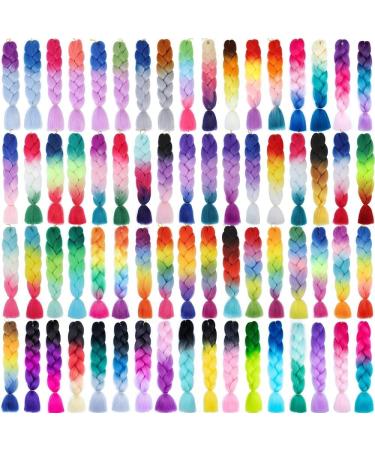 100G 24 Inch Jumbo Braid Crochet Hair Extension For Braids Rainbow Braiding Hair Pre Stretched Synthetic Hair For Girl(B35) 24 inch B35 - Buy Online on GoSupps.com