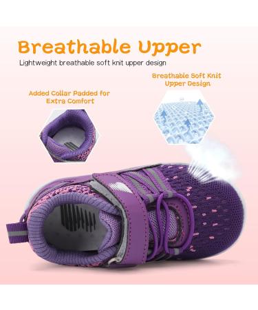 JOINFREE Baby Sneakers Toddler Shoes | Soft Anti-Slip Sole | Breathable Athletic Running Shoes | 6-12 Months | Purple - Buy Online on GoSupps.com