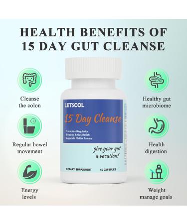 15 Day Gut Cleanse - Advanced Colon Support with Senna & Psyllium Husk Non-GMO Detox Capsules for Men & Women - Buy Online on GoSupps.com