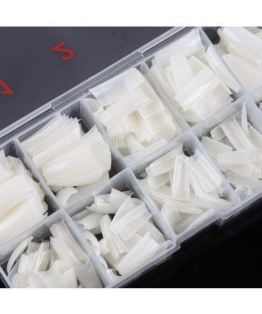 Feugole French Nail Tips Set - 1000PCS Half Cover Acrylic Flake False Nails for DIY Nail Art | Clear/Natural Half Tips & Box Included - Buy Online on GoSupps.com