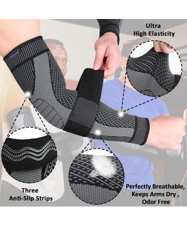 Beister Compression Elbow Bandage for Men & Women - 2 Pieces Velcro Fastener & Silicone Strip - Black M - Enhance Comfort & Support - Buy Online on GoSupps.com