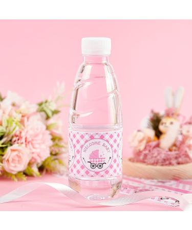 24PCS BBQ Baby Shower Water Bottle Labels - Waterproof Self Adhesive Decorations for Cookout BBQ Party - Girl Pink Theme - Buy Online on GoSupps.com