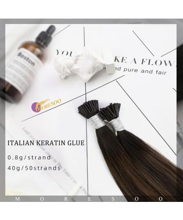 Moresoo 50 cm Real Hair Bonding Extensions - Darkest Brown & Light Brown I-Tip - 40g 50 Strands Remy Keratin Extensions - Buy Online on GoSupps.com