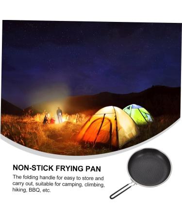 SWOOMEY 1Pc Outdoor Non Stick pan Camping Skillet nonstick Grill pan Stove Grill pan BBQ Grilling pan Broiler pan for Oven Stainless Steel Griddle Round Griddle fold Iron Gas Stove - Buy Online on GoSupps.com