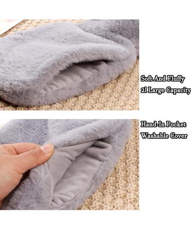 2pcs Hot Water Bottles 2L Large Hot Water Bottle with Cover Fluffy Hot Water Bag Hand Feet Warmers with Pocket for Neck and Shoulder Pain Relief ( Dark Grey & Dark Blue) - Buy Online on GoSupps.com
