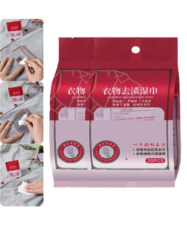 Clothes Stain Removal Wipes 20Pcs/Bag Clothing Stain Removal Wipes Individual Wrapped Wipes Stain Remover Clothes Oil Stain Remover for Clothes Fabric Stain Etc 2pc