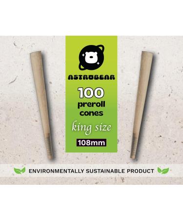 ASTROBEAR | ast Organic Cones Pre-rolled King Size with Tips | 100 Pack | Unbleached | Unrefined | Slow Smooth Burning Rolling Paper - Buy Online on GoSupps.com