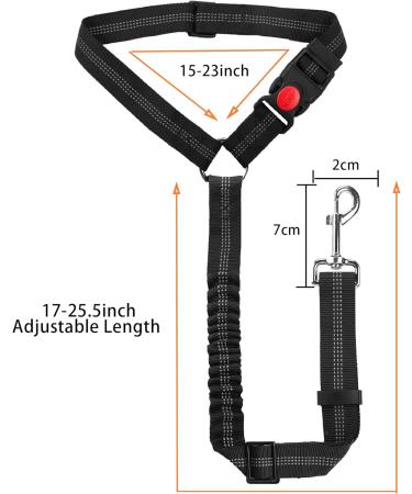 Adjustable Safety Harness for Dogs | Heavy Duty Nylon with 360 Rotary Carabiner & Elastic Buffer - Headrest Style (Black) - Buy Online on GoSupps.com