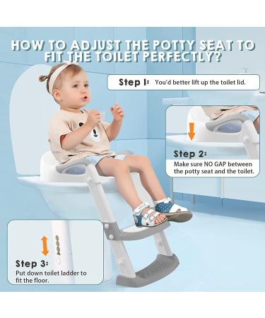 Potty Training Seat with Step Stool Ladder - Gentle Monster Toddler Toilet for Boys Girls - Foldable & Comfortable Chair with Anti-Slip Pad (Grey) - Buy Online on GoSupps.com