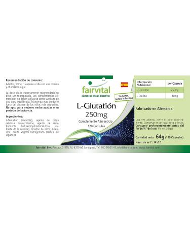 Fairvital | L-Glutathione 250mg - box of 4 months - VEGAN - 120 Capsules - Buy Online on GoSupps.com